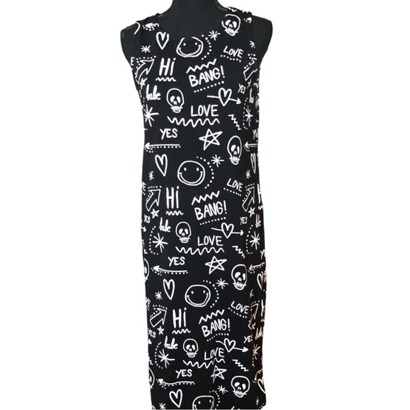 ASOS Graffiti Print Sleeveless Dress Sz 12 - Picture 5 of 11